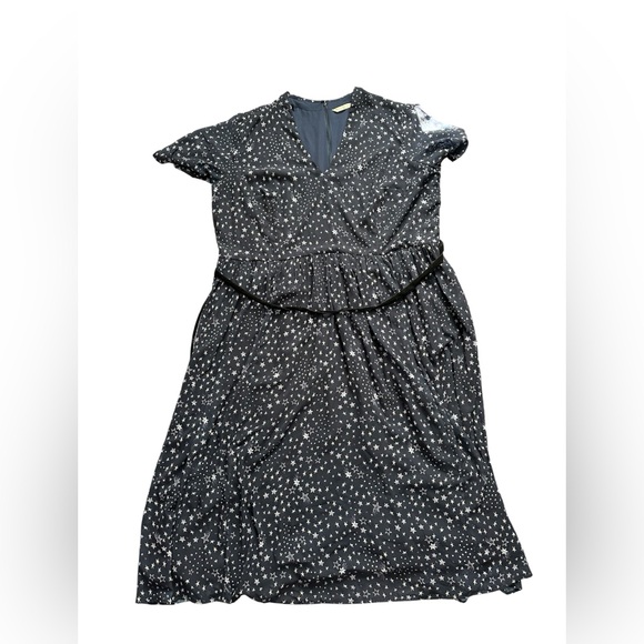 eShakti Wayward Fancies belted plunge star print georgette maxi dress 3/4X EUC - Picture 8 of 11